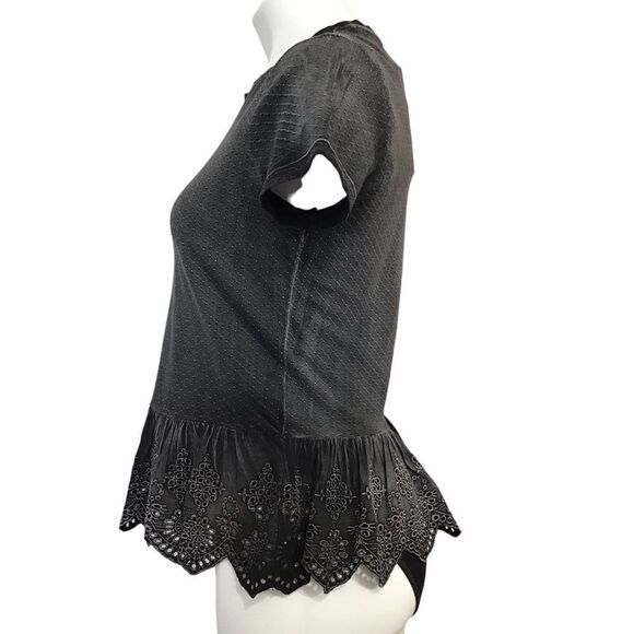 Alice & Olivia Jeans Wash Black Short Sleeve Crew Neck T-Shirt New Size Small - Picture 3 of 10